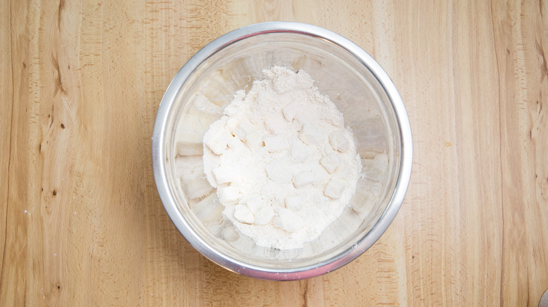 flour mixture in metal bowl