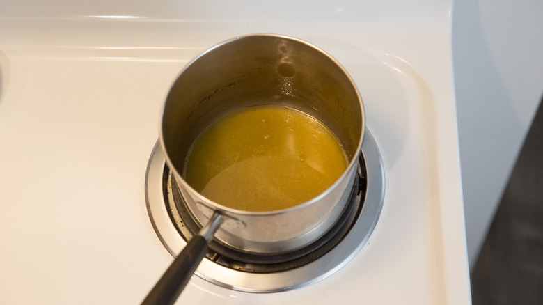 honey butter in small saucepan