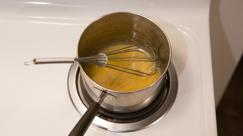 honey butter in small saucepan