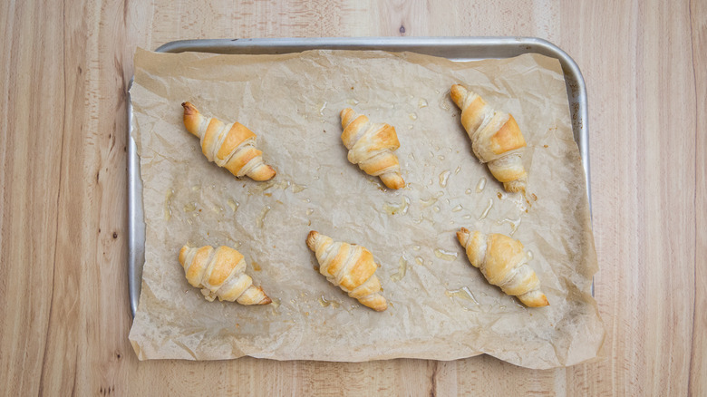 baked croissants on baking dish