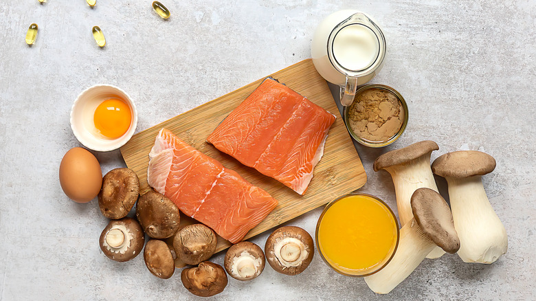 platter of ingredients alongside salmon