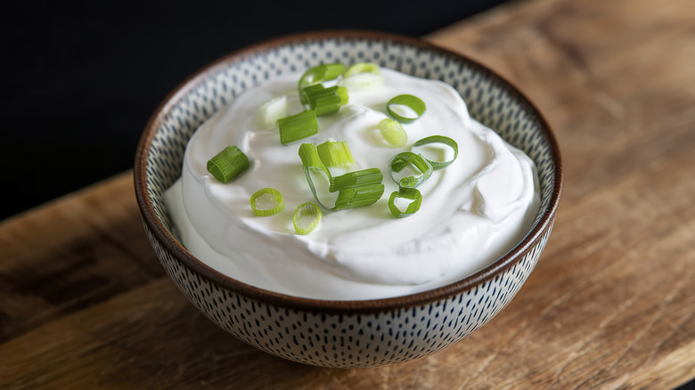 Bowl of fresh sour cream