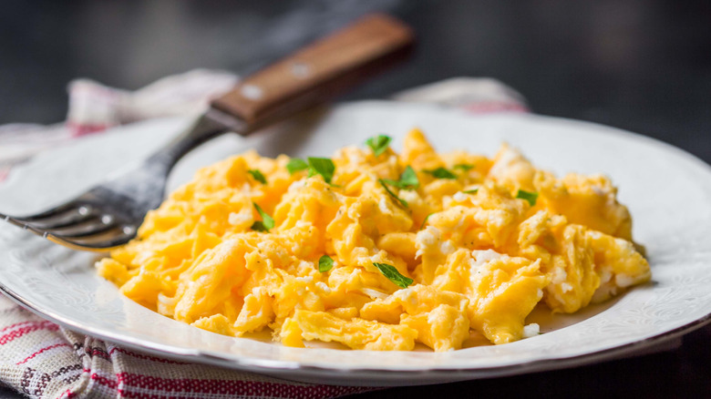 plate of scrambled eggs