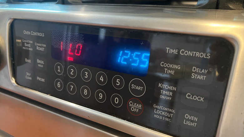 Close up of oven control panel