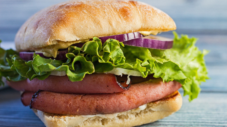 Fried bologna sandwich