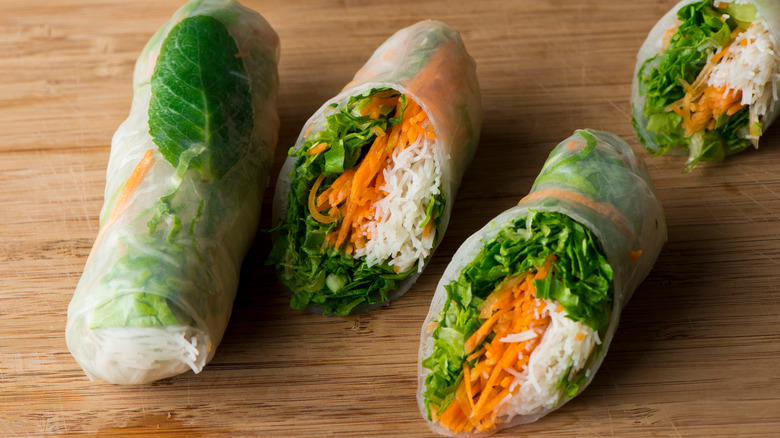 Salad ingredients in rice paper