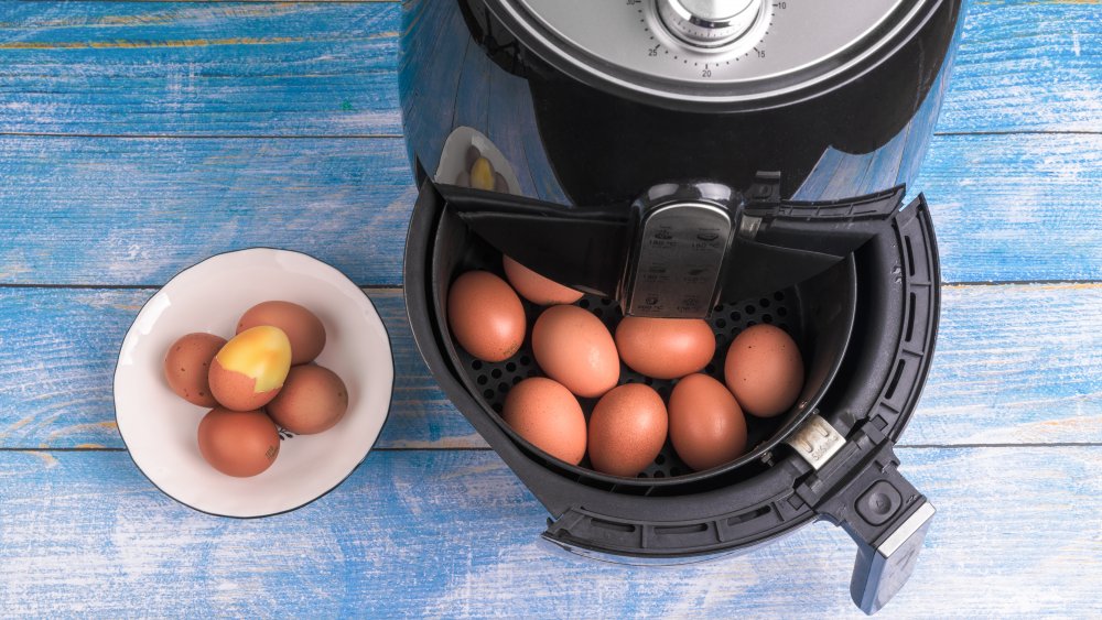 Cooked eggs in an air fryer