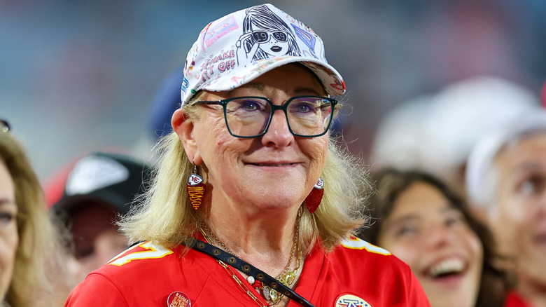 Donna Kelce in Kansas City Chiefs jersey