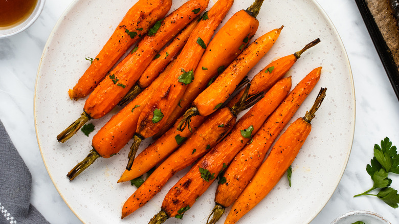 roasted carrots on white plate