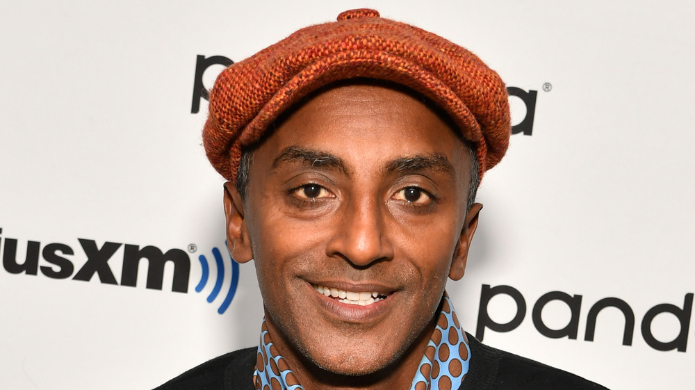 Chef Marcus Samuelsson with orange hat