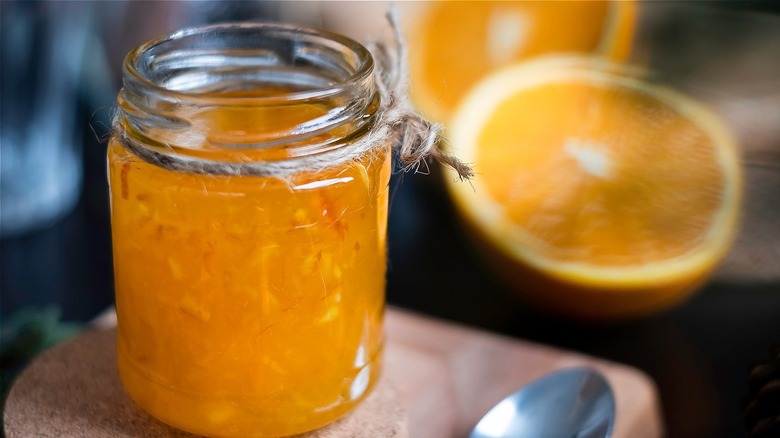 orange marmalade in a jar