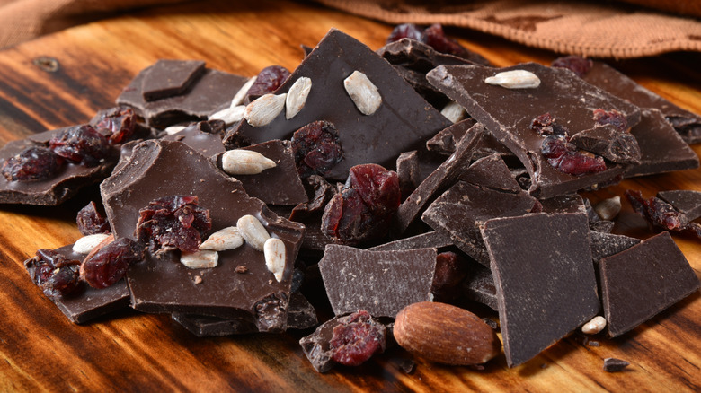 Chocolate bar on a wooden surface 