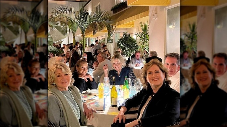Martha Stewart dining with friends in Palm Beach