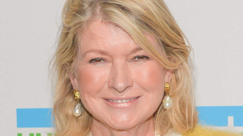 Martha Stewart wearing pearl earrings