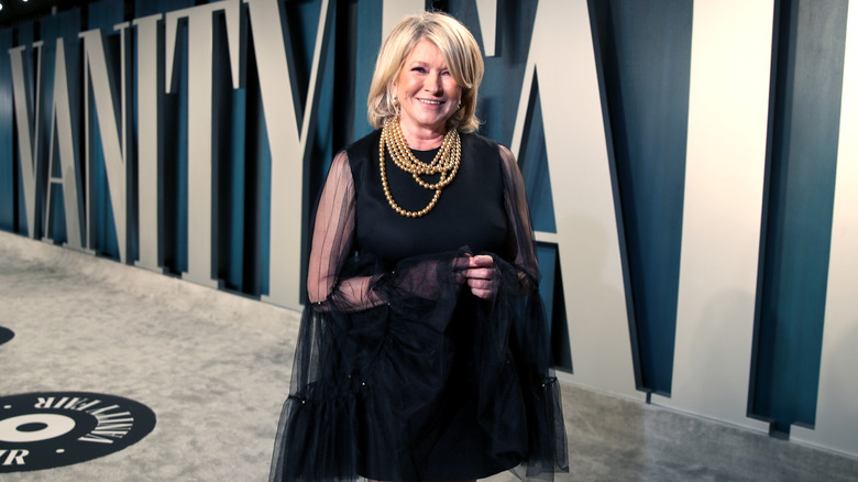 Martha Stewart in a black minidress at the Vanity Fair Oscars Party