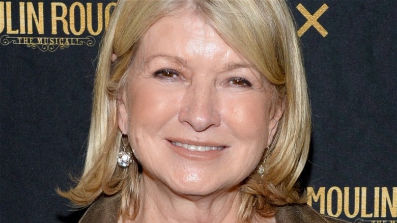 Closeup of Martha Stewart with diamond earrings 