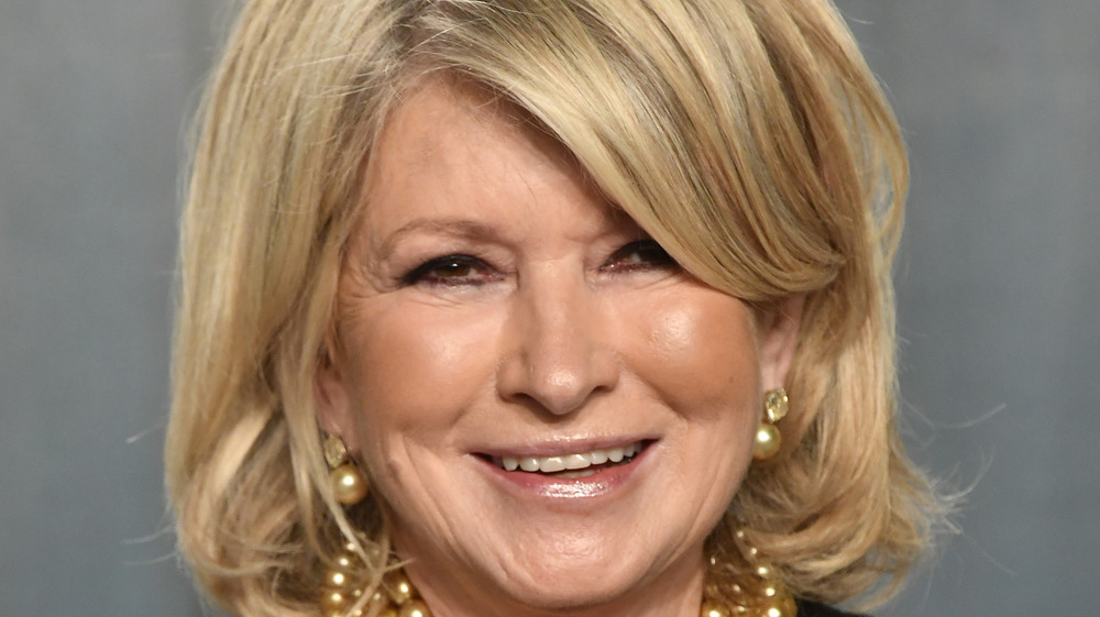 Martha Stewart in golden pearl earrings