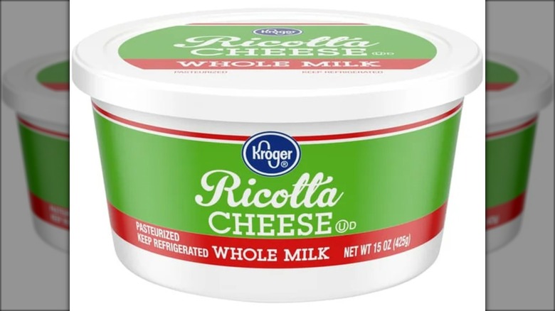 tub of Kroger-brand ricotta