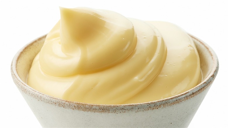 Ceramic bowl of mayonnaise