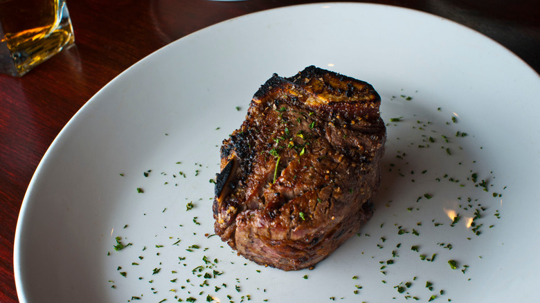 Skirt steak on plate