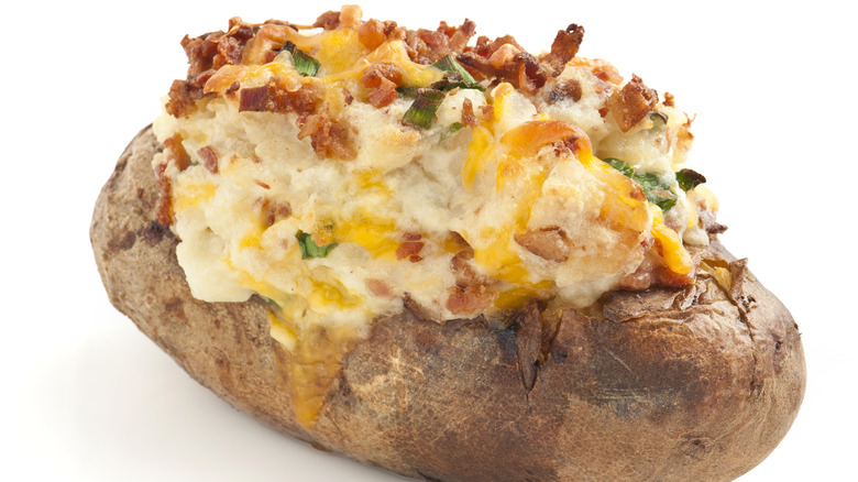 Baked potato with bacon, cheese