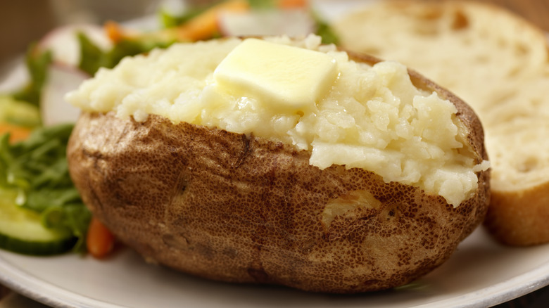 baked potato with melting butter.