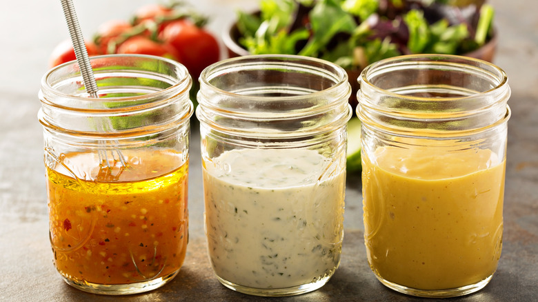 Three flavors of salad dressing