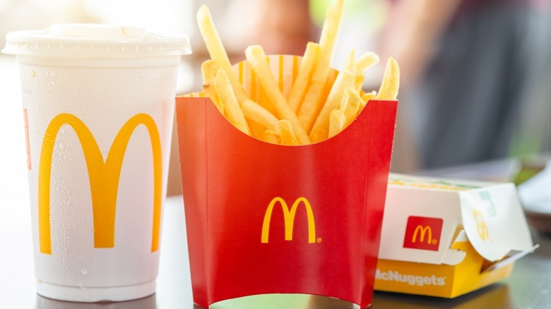 McDonald's fries, burger, and drink