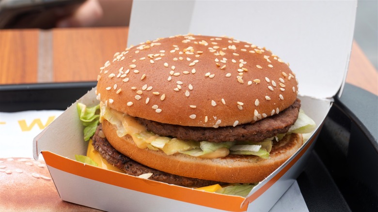 A close-up shot of a McDonald's Big Mac.