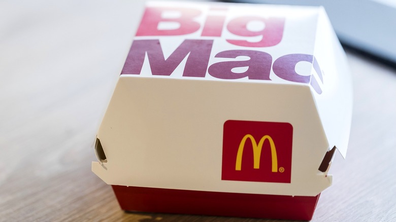 McDonald's Big Mac packaging prominently displaying the sandwich's name.