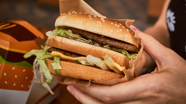 Person holding a Big Mac