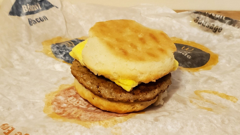 a McDonald's Sausage Biscuit with Egg