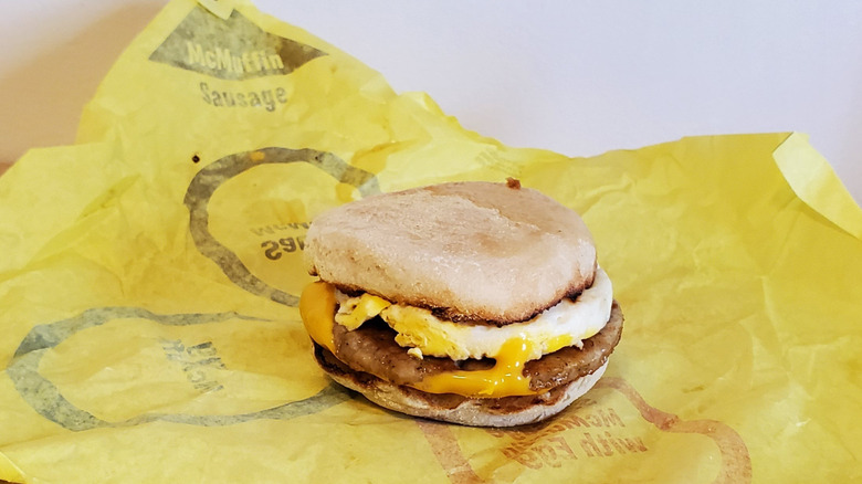 a McDonald's Sausage McMuffin with Egg and Cheese