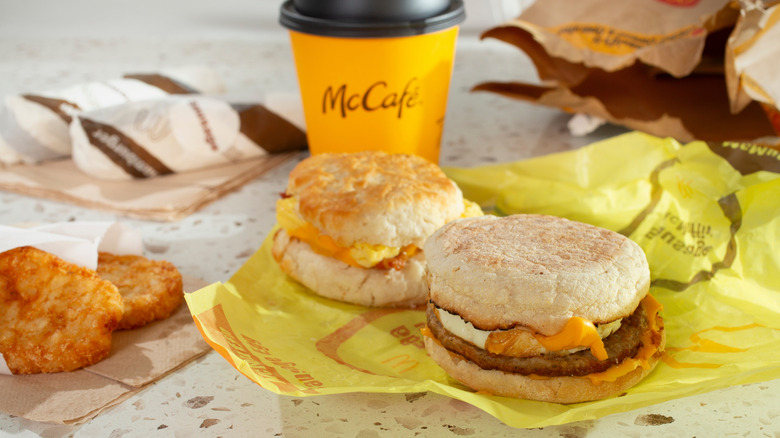 McDonald's breakfast foods and coffee