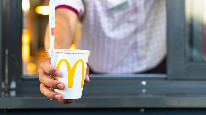 McDonald's drive-thru with cup