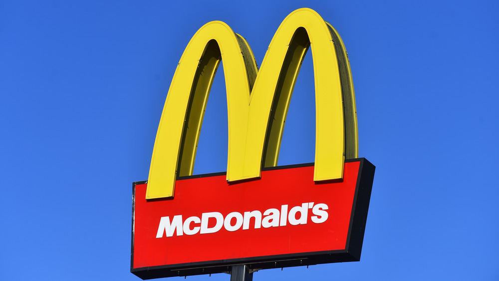 McDonald's sign against blue sky