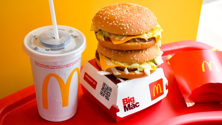 McDonald's burger, soda, and fries
