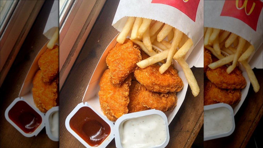 Spicy McNuggets with McDonald's fries and dipping sauces