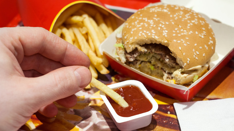 Bitten McDonald's  burger and fries