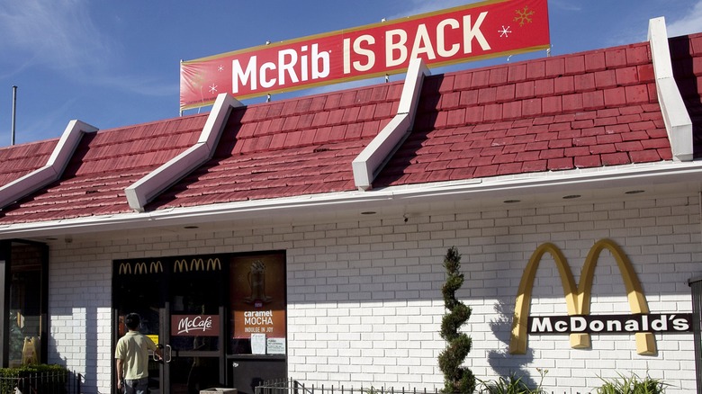 McDonald's exterior with McRib banner