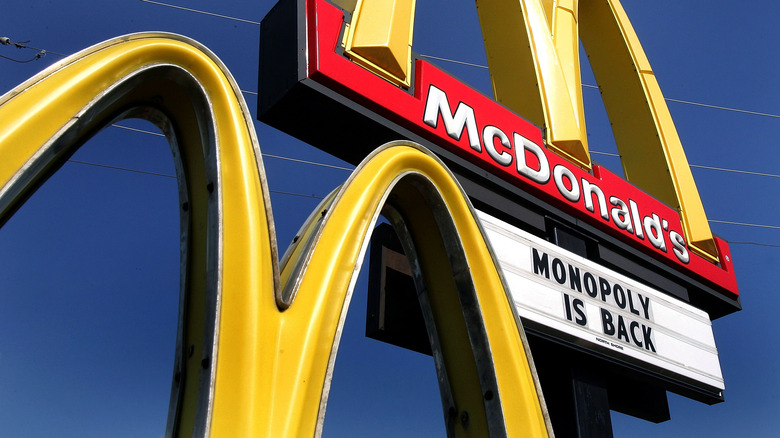 McDonald's sign reading "Monopoly is back"