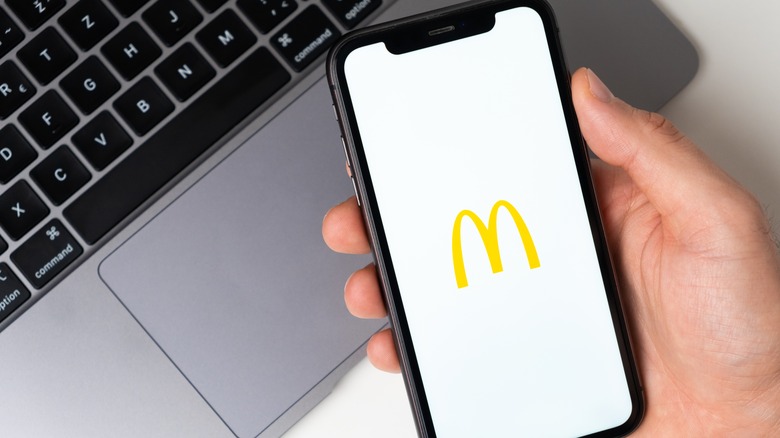 phone displaying McDonald's mobile app