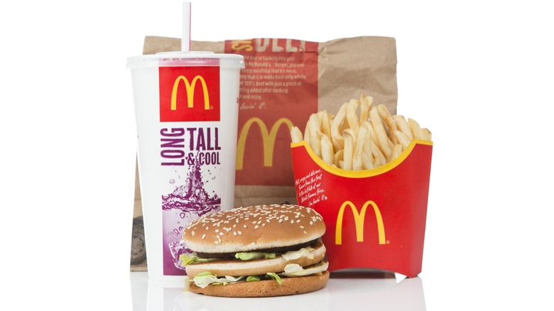 McDonalds value meal on white background