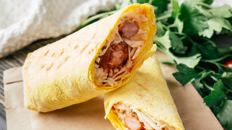 Sausage tortilla wrap