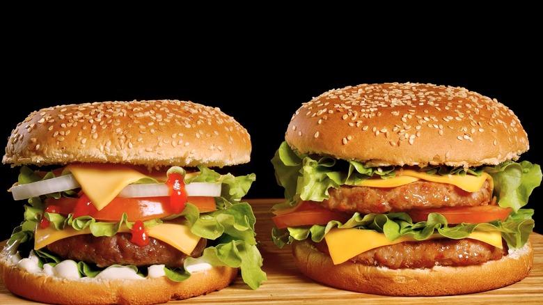 two hamburgers