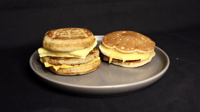 McGriddle and breakfast sandwich on plate
