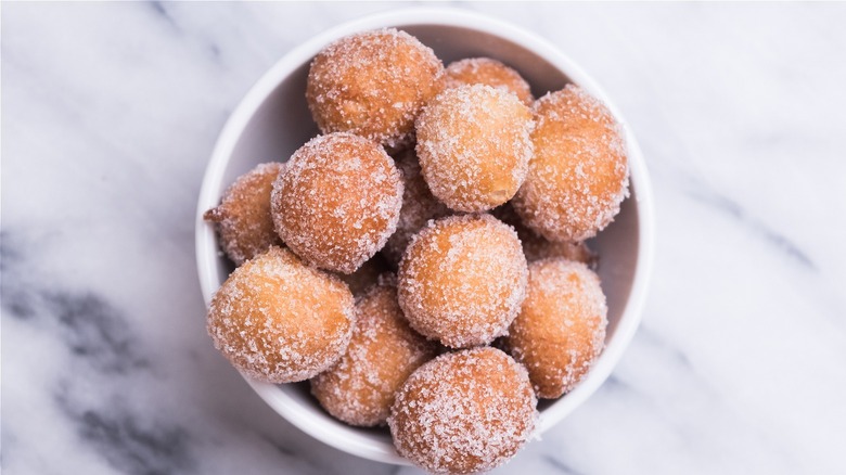 Doughnut holes in a bowl