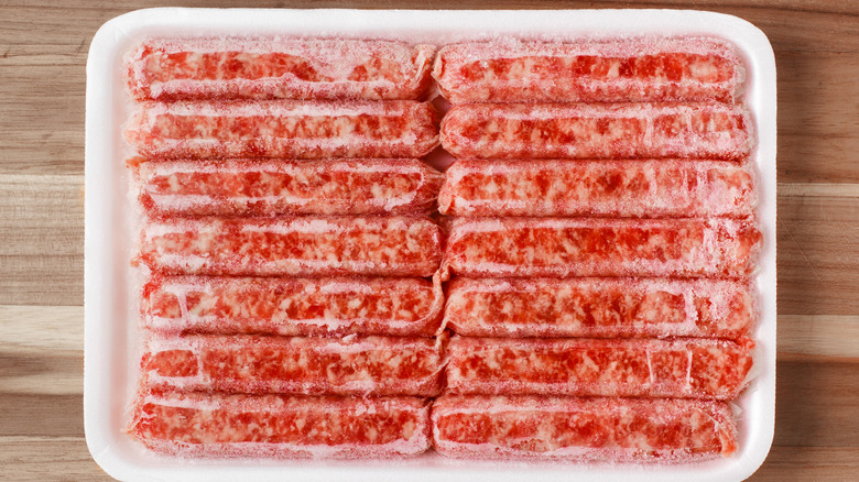 Package of freezer-burned sausages