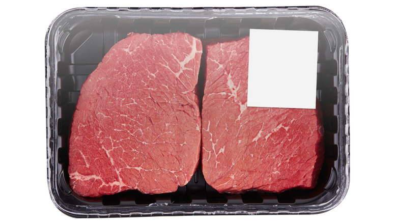 Package of meat with missing label