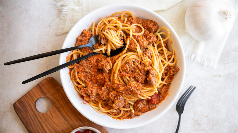 meatloaf style spaghetti serving